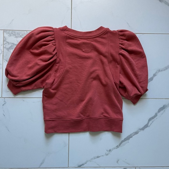 Maeve Coral Puff Sleeve Short Sleeve Sweatshirt XXS - Picture 8 of 8